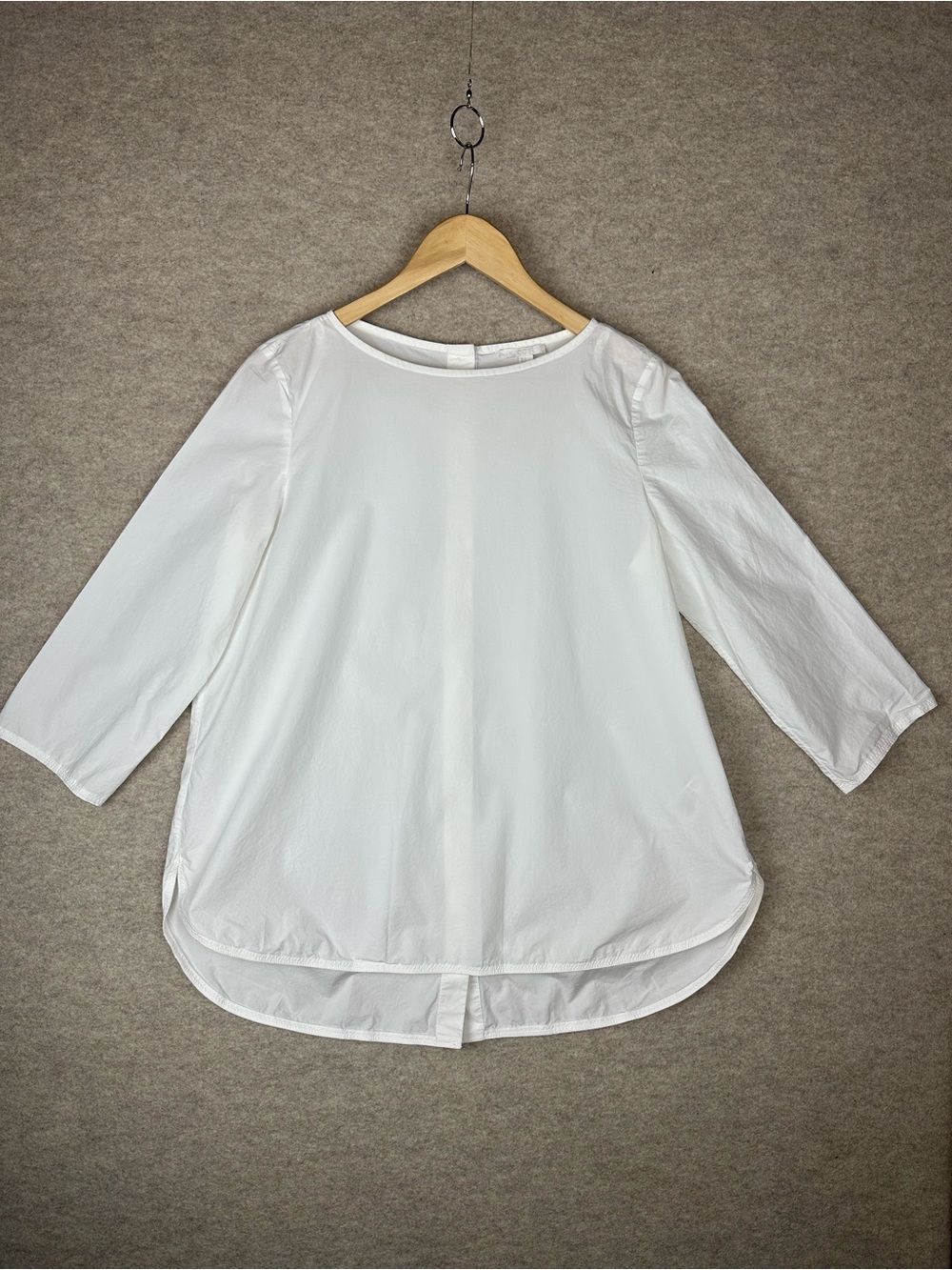 COS White 100% Cotton Back-Button High-Low Blouse Top - Size 8